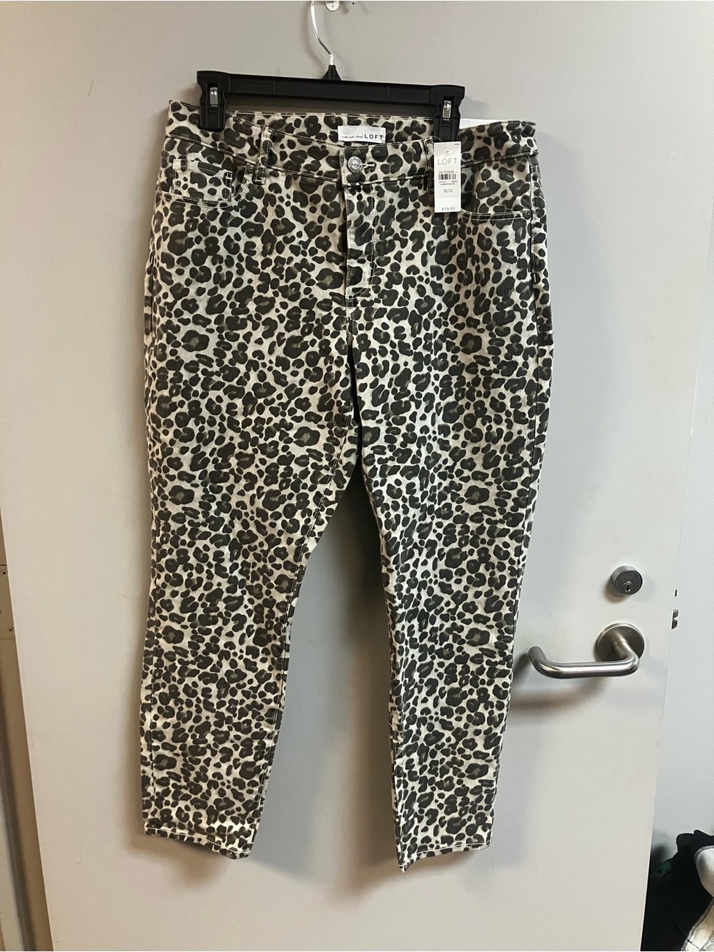 LOFT Black and White Leopard Print Skinny Jeans